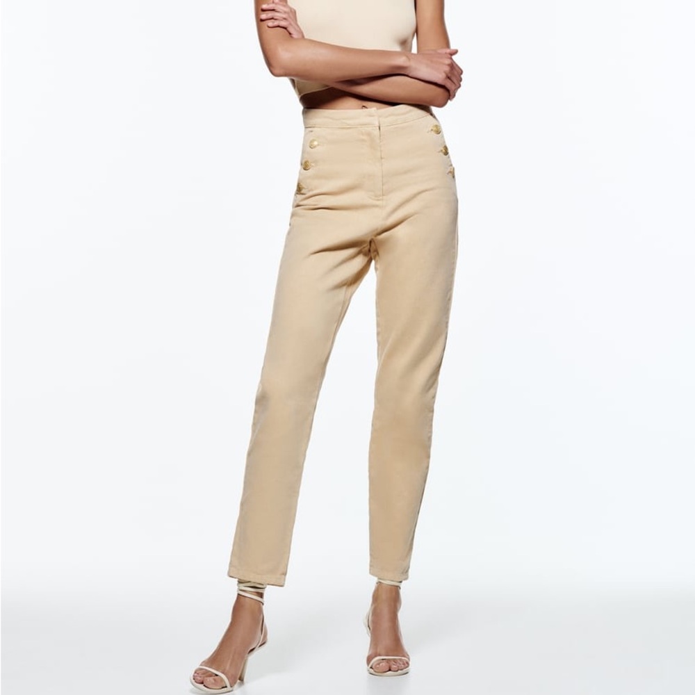 ZARA Ecru button up pants